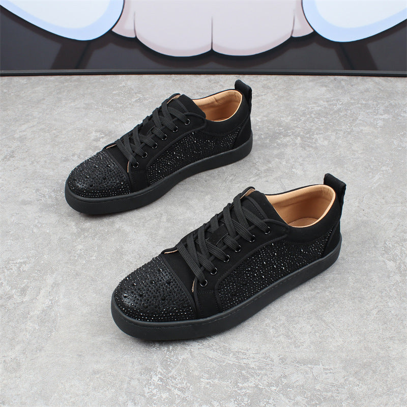 Sneakers de mode respirants bas-haut pour hommes Strass Rouge Fond