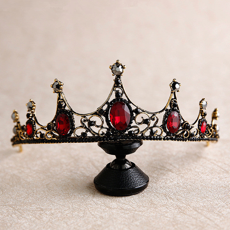 Baroque Rétro Couronne Noire Coiffure de mariée Mariage Accessoires de photo de mariage