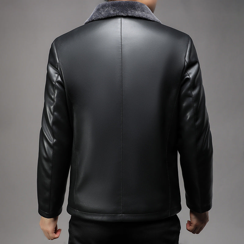 Veste Business chaud fourrure de lapel fourrure intégrée tapis en cuir épaissée