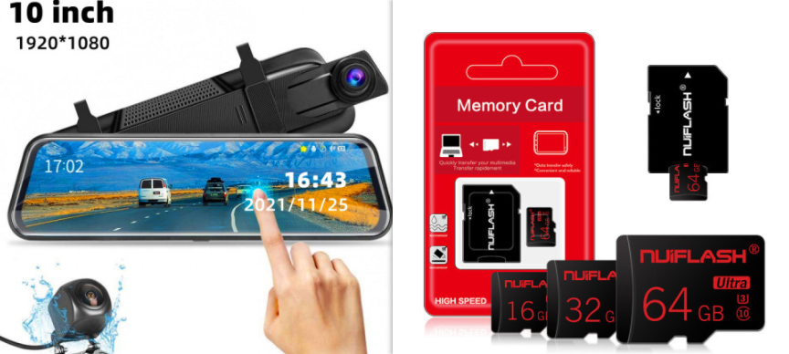Double enregistrement avant et arrière Vue arrière Miroir Dash Cam