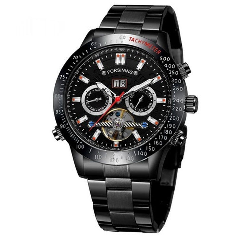 Fashion Casual Multi-fonction Tourbillon Montre mécanique automatique
