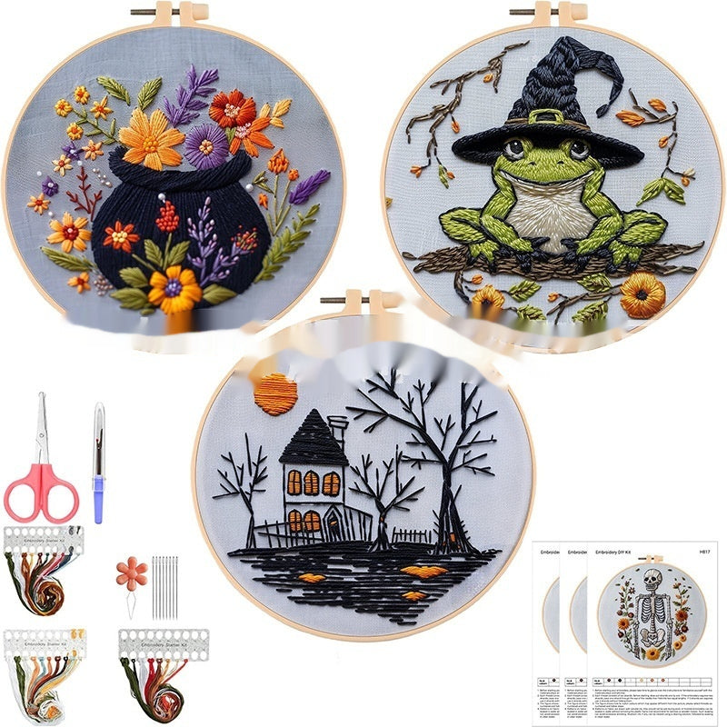 Broderie Crâne Motif Bat Broderie Matériel fait à la main