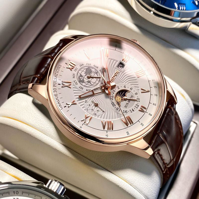 Montre automatique étanche Quartz double calendrier lumineux