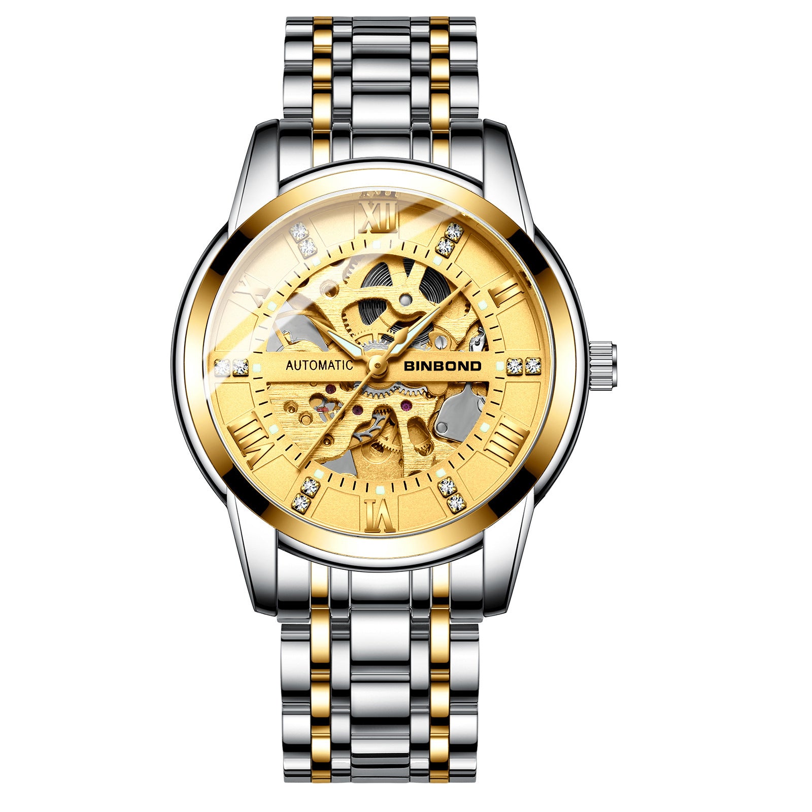 Montre mécanique automatique homme Lumineuse tendance de mode simple