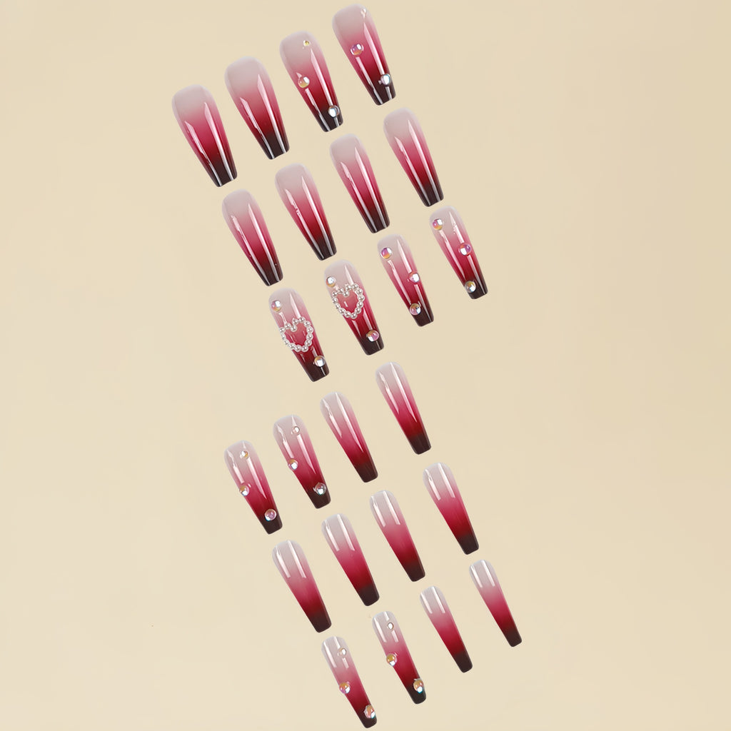 Perle coeur vin rouge Gradient porter faux ongles Conseil