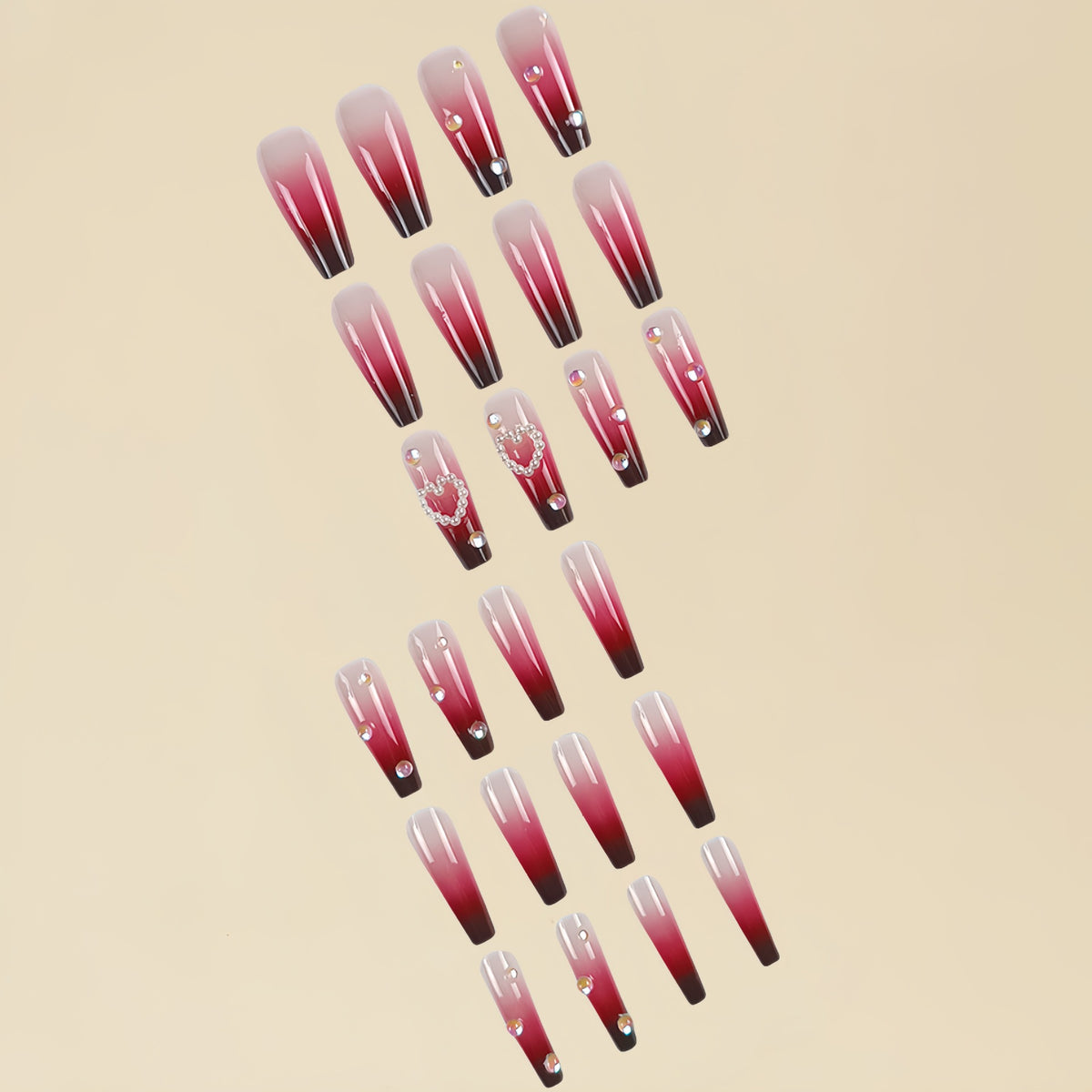 Perle coeur vin rouge Gradient porter faux ongles Conseil