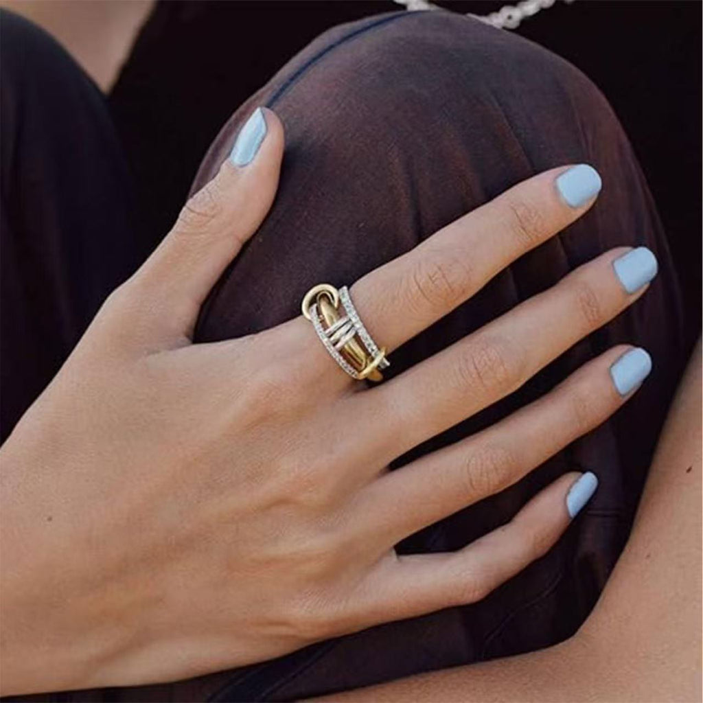 Amazon Vente Europe et Amérique Bague à trois couches empilées Bague à vent haute qualité