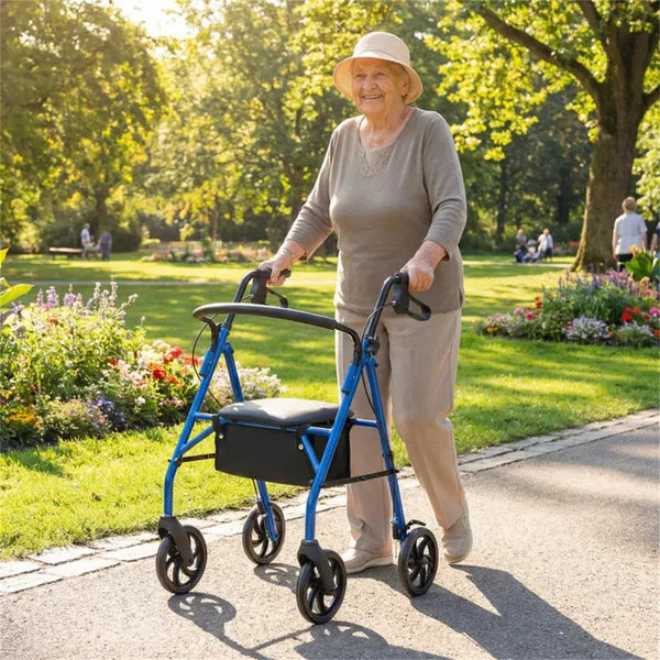 2-en-1 Rollator Walker avec siège (bleu)