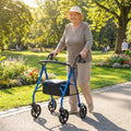 2-en-1 Rollator Walker avec siège (bleu)