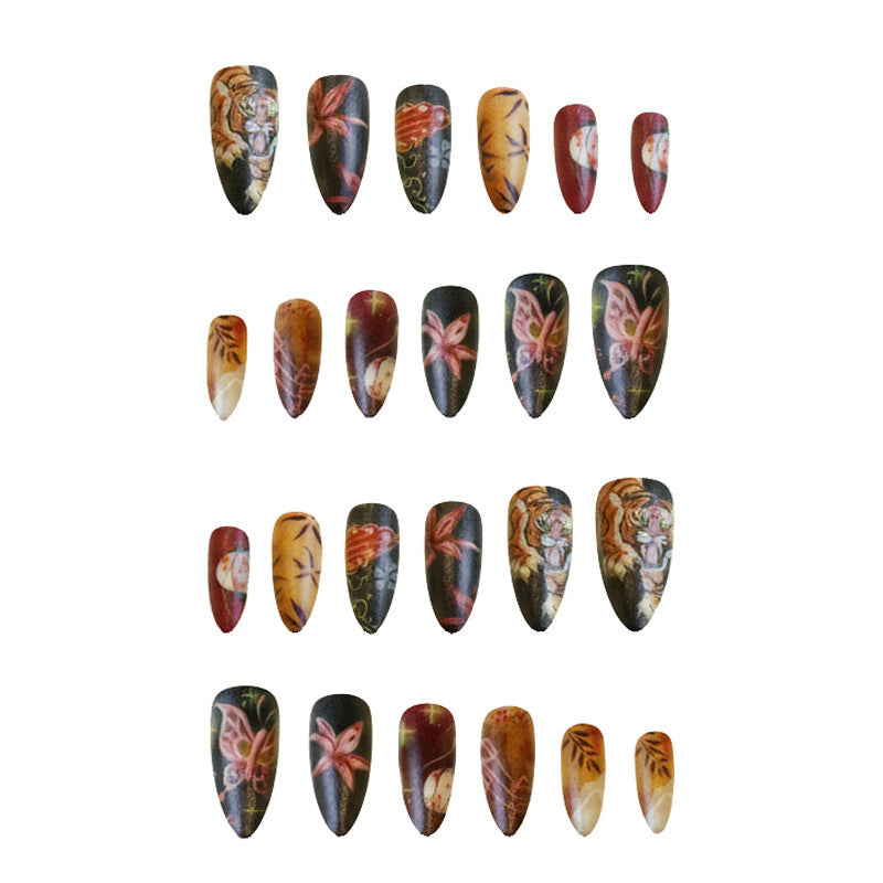 Retro Tiger Style Conseils pour ongles 24 pièces