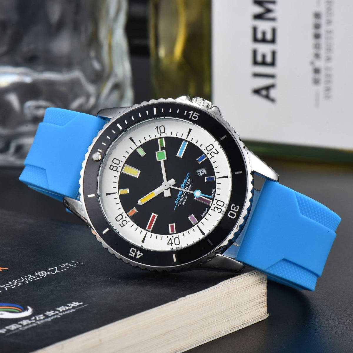 Montre Quartz homme élégant avec une sangle en silicone