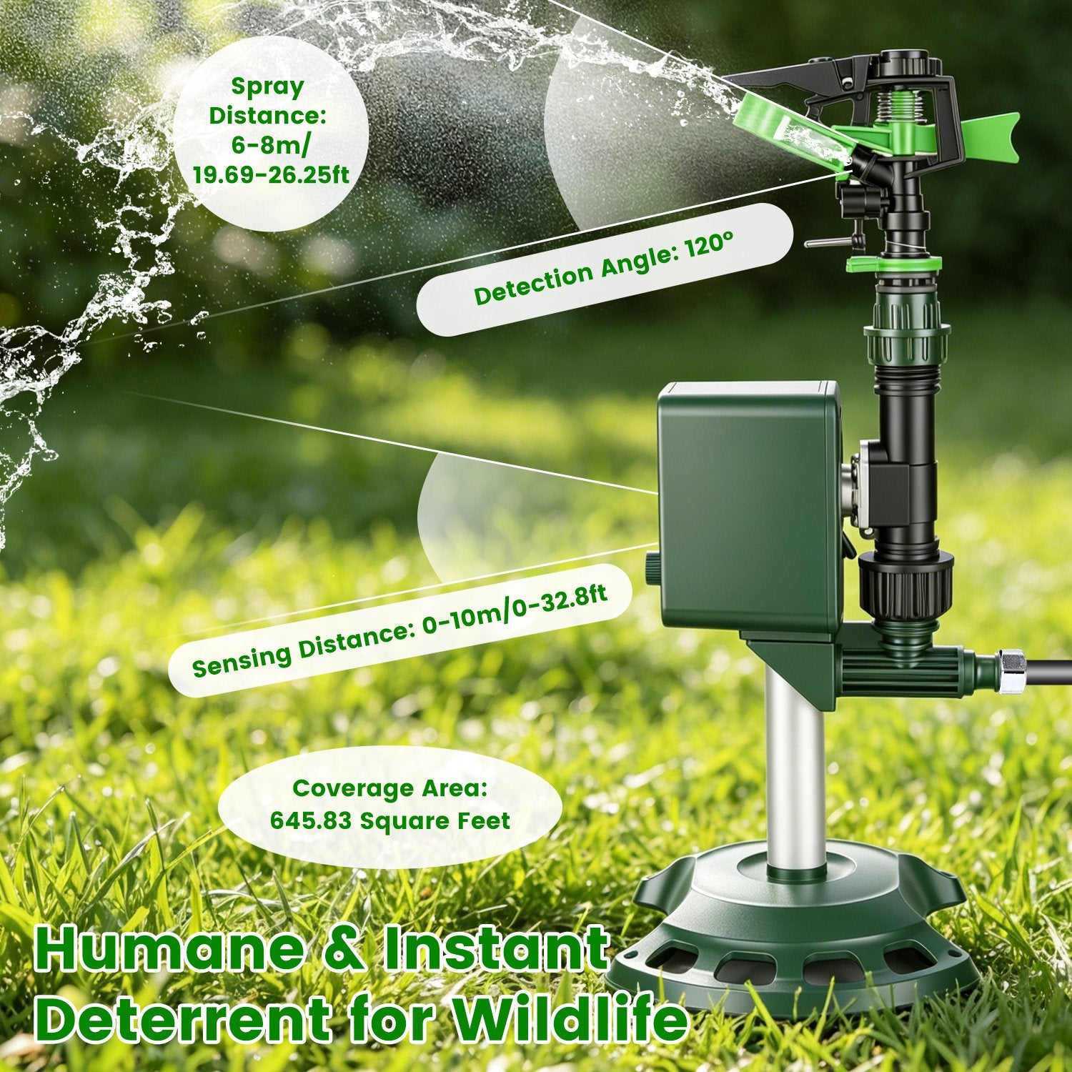 Capteur de mouvement à énergie solaire Sprinkler d'origine animale avec lumière clignotante animal extérieur