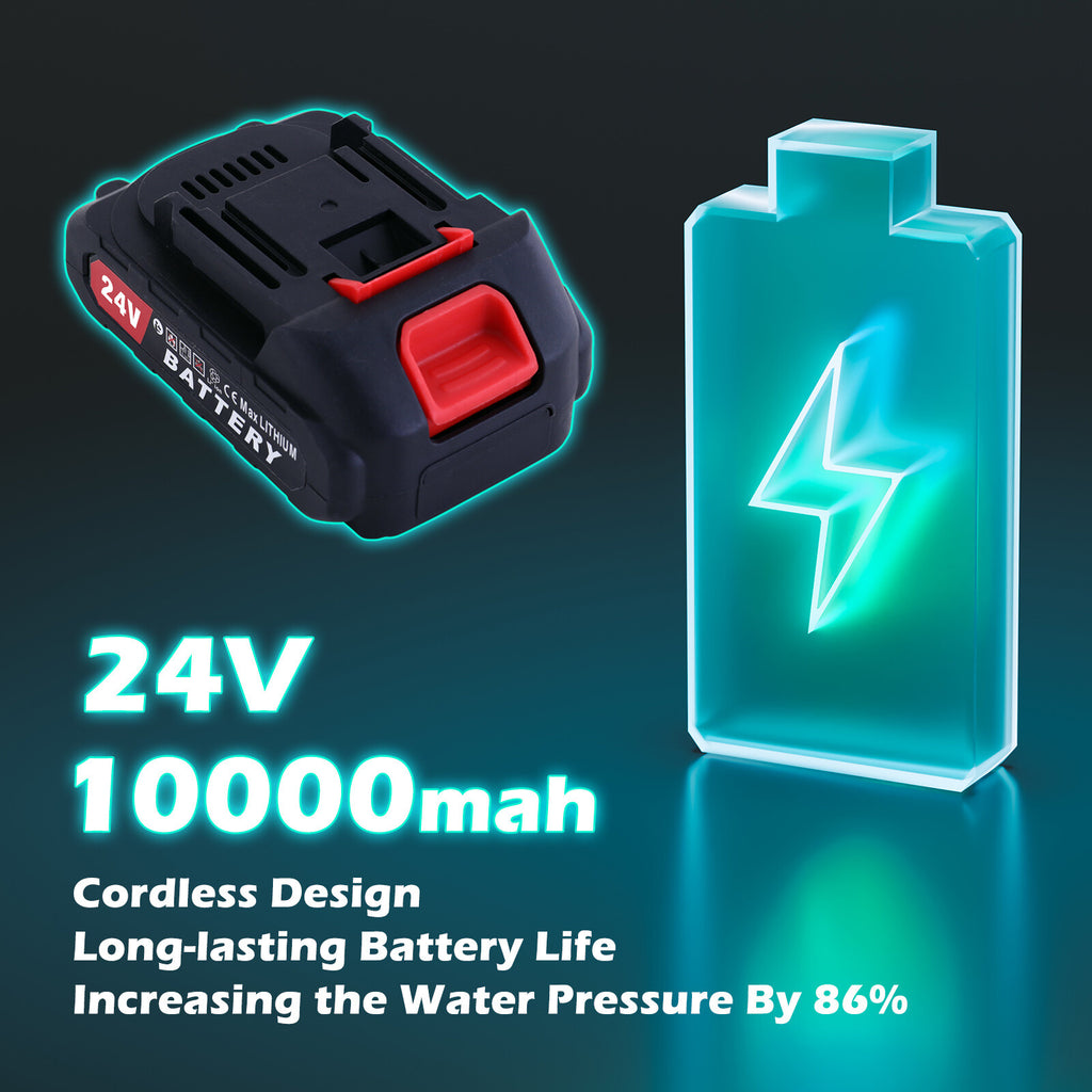 Nettoyeur d'eau jet de lave-linge sans fil portable et 2 batteries