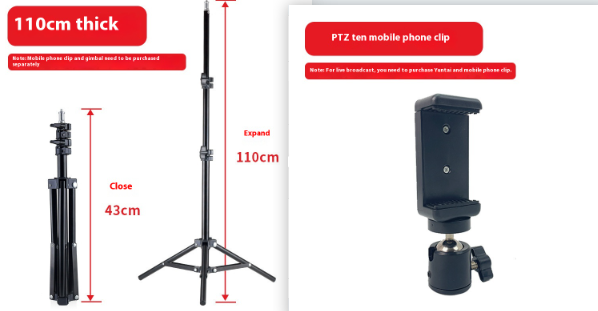 Mobile Live Streaming Photographie Support de lumière de remplissage télescopique