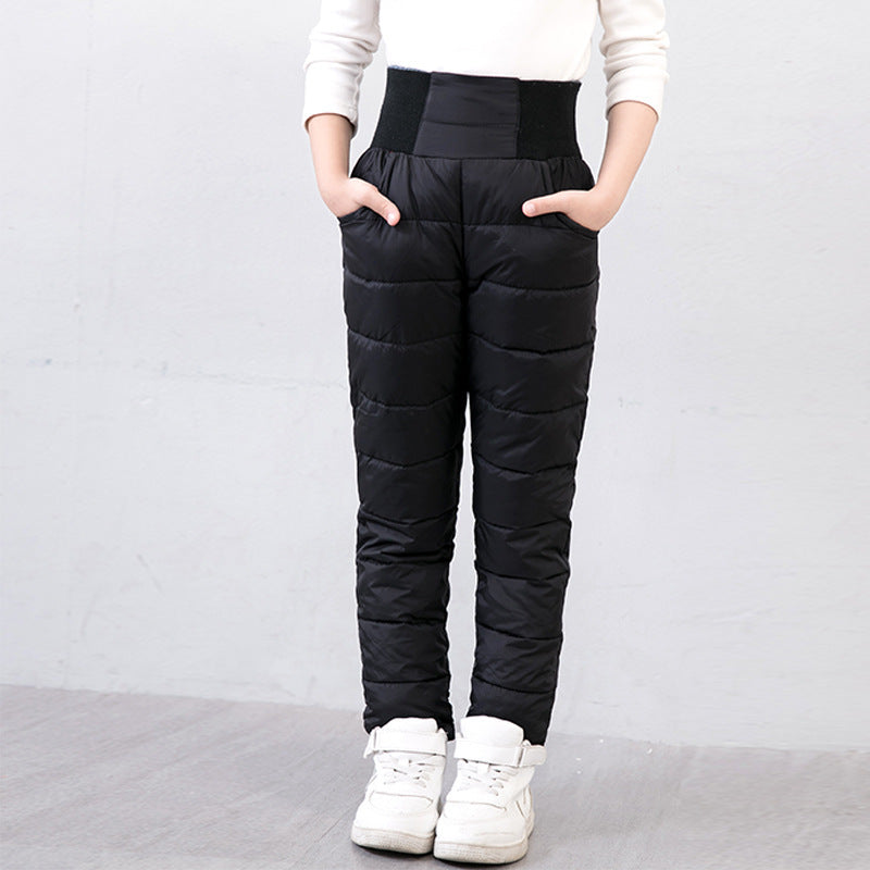 Pantalons de coton chaud à taille élevée pour enfants