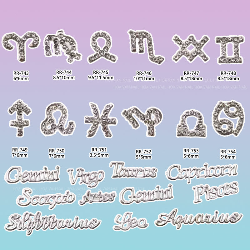 Creative 3D 12 Zodiac signe Nail Art Accessoires
