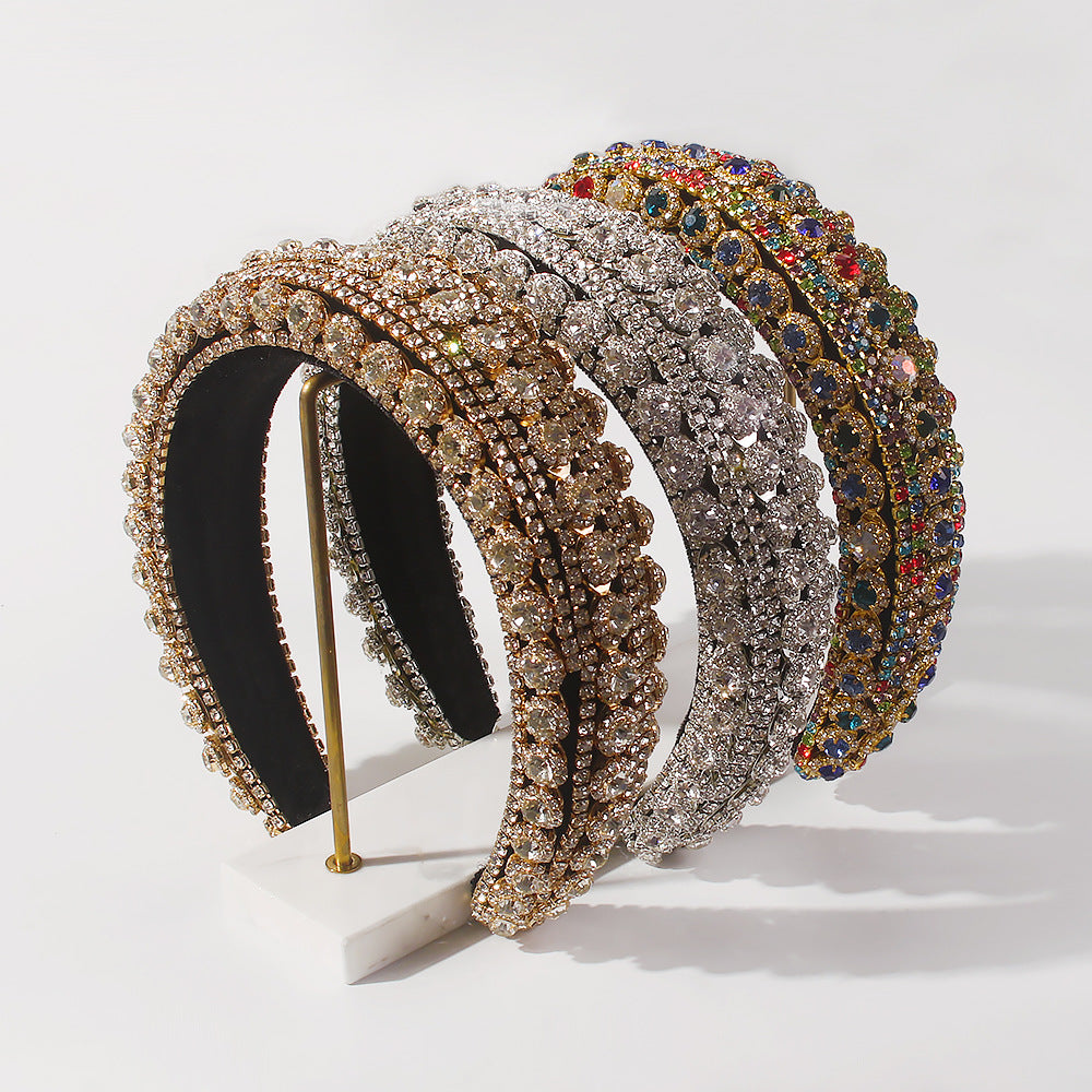 Strass Full Diamond Temperament Headband Mode Large bord baroque accès cheveux en cristal