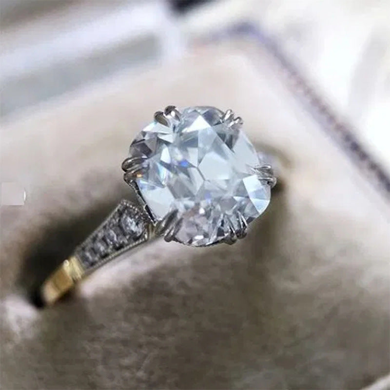 Bijoux main en laiton plaqué deux tons Zircon bague pour femmes