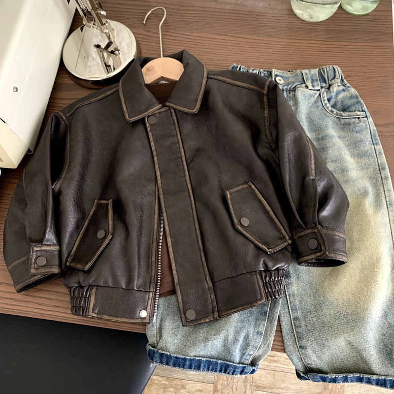 Manteaux en cuir de mode pour garçon