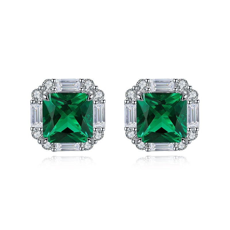 S925 Argent 5g Lab-Created Ruby Saphir Emerald Studs