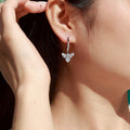S925 Boucles d'oreilles en argent sterling Coeur Moissanite Wing