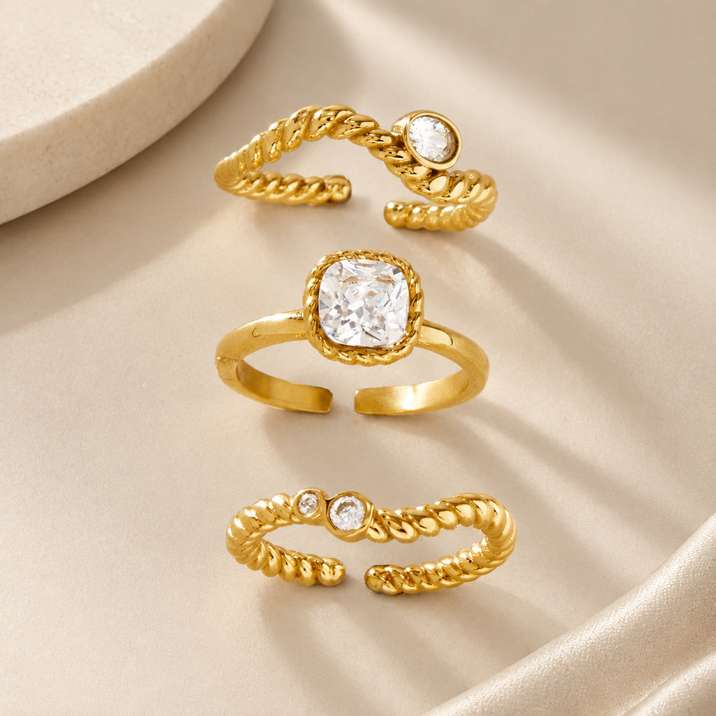 Zircon Titanium anneau en acier pour les femmes