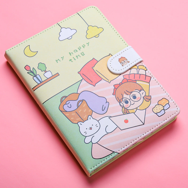 Kaba Ours Hippo petit blanc magnétique boucle carnet portable carnet fille coeur créatif
