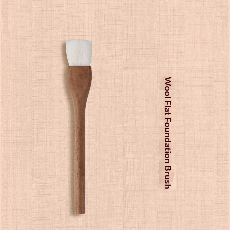 H Set Brosse Vintage Brosse de maquillage en noyer noir doux