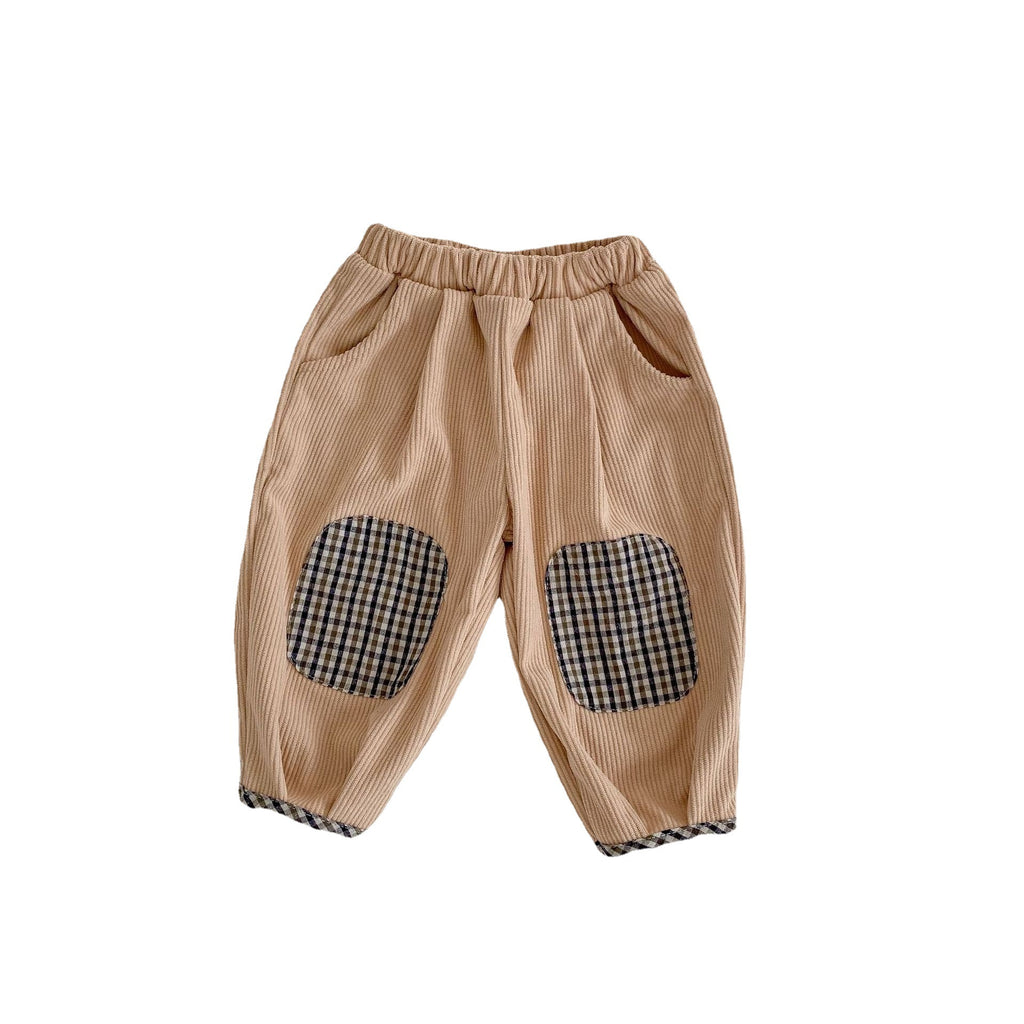 Bébé Corduroy Check Pattren Pantalons All-match