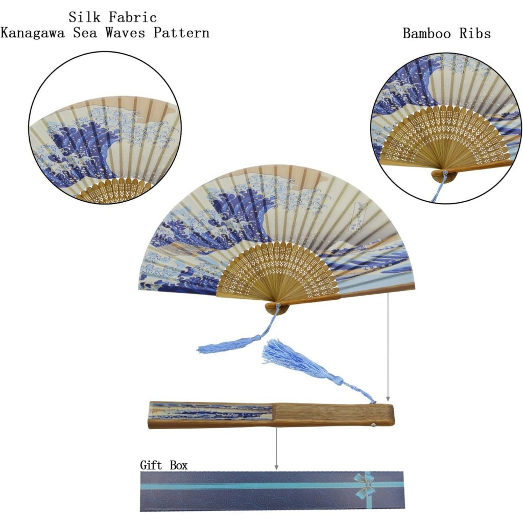 Japanese folding fan with a wave pattern