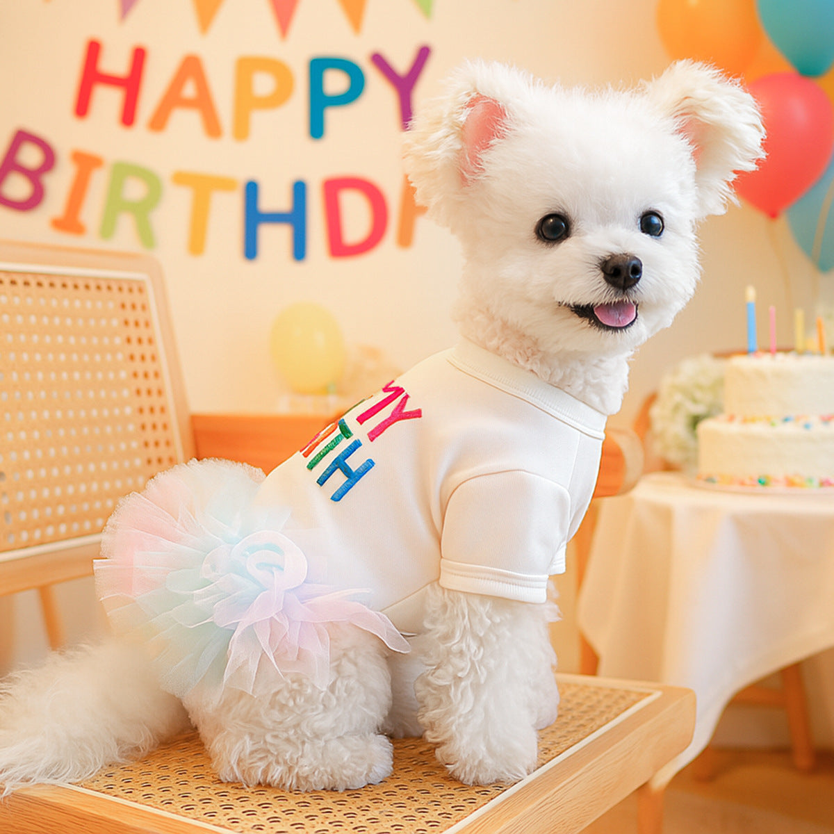 Vêtements de vacances pour animaux de compagnie pour chats et petits chiens Joyeux anniversaire et Chemise de Pâques Ballet Tutu