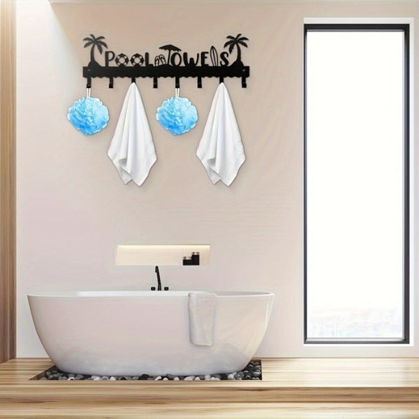 CIFbuy1 PC Un sac de serviette de piscine moderne très pratique en fer fait main avec 8 crochets