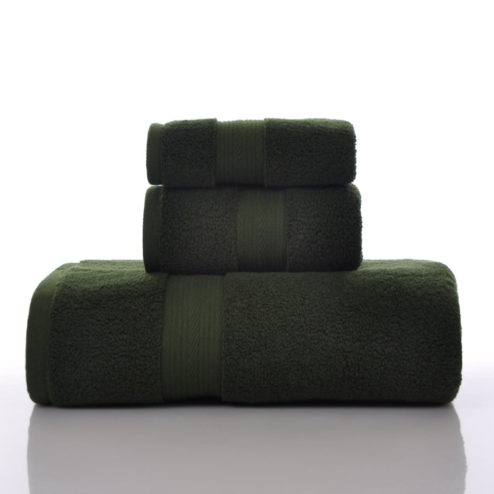 Ensemble de 3 serviettes en coton pur à couleur solide et absorbante