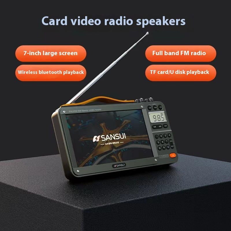 Home Radio pour personnes âgées Full Band Bluetooth Speaker HD Video Player