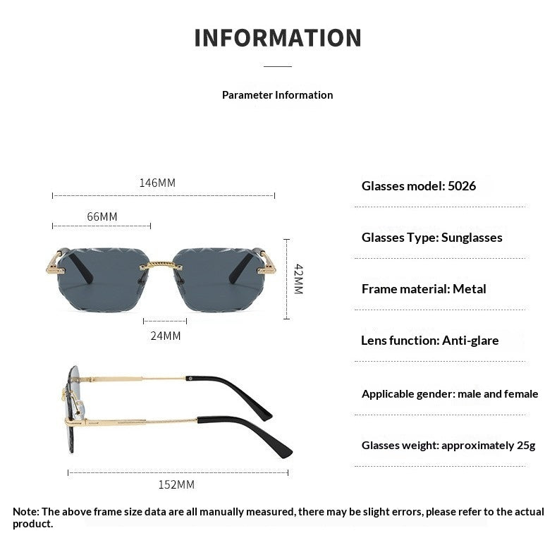 Lunettes de soleil sans cadre polygonale tendance pour femmes
