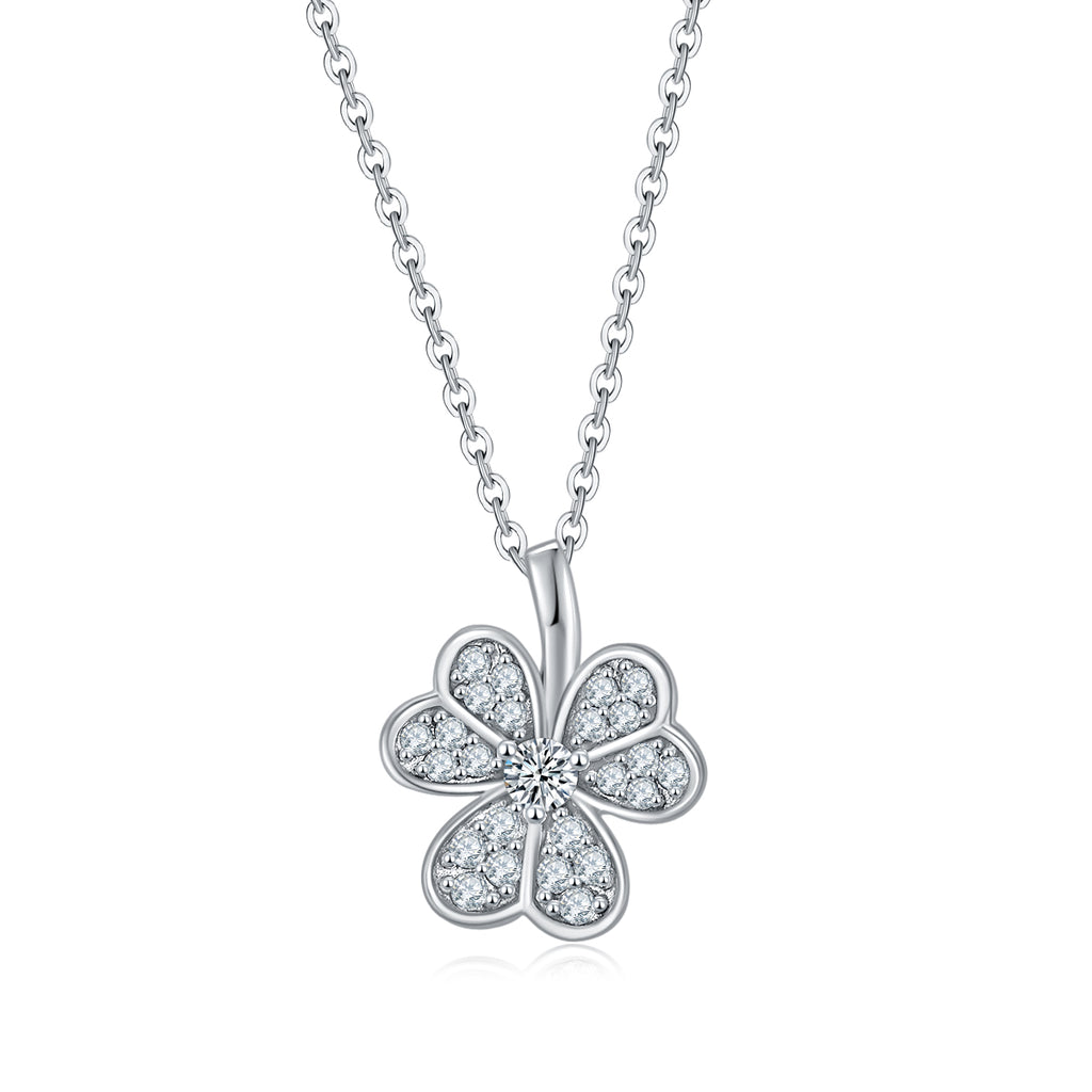 S925 Collier en mousse de mousse d'argent Sterling 43cm Pave Petales D Couleur VVS1 GRA Certifie