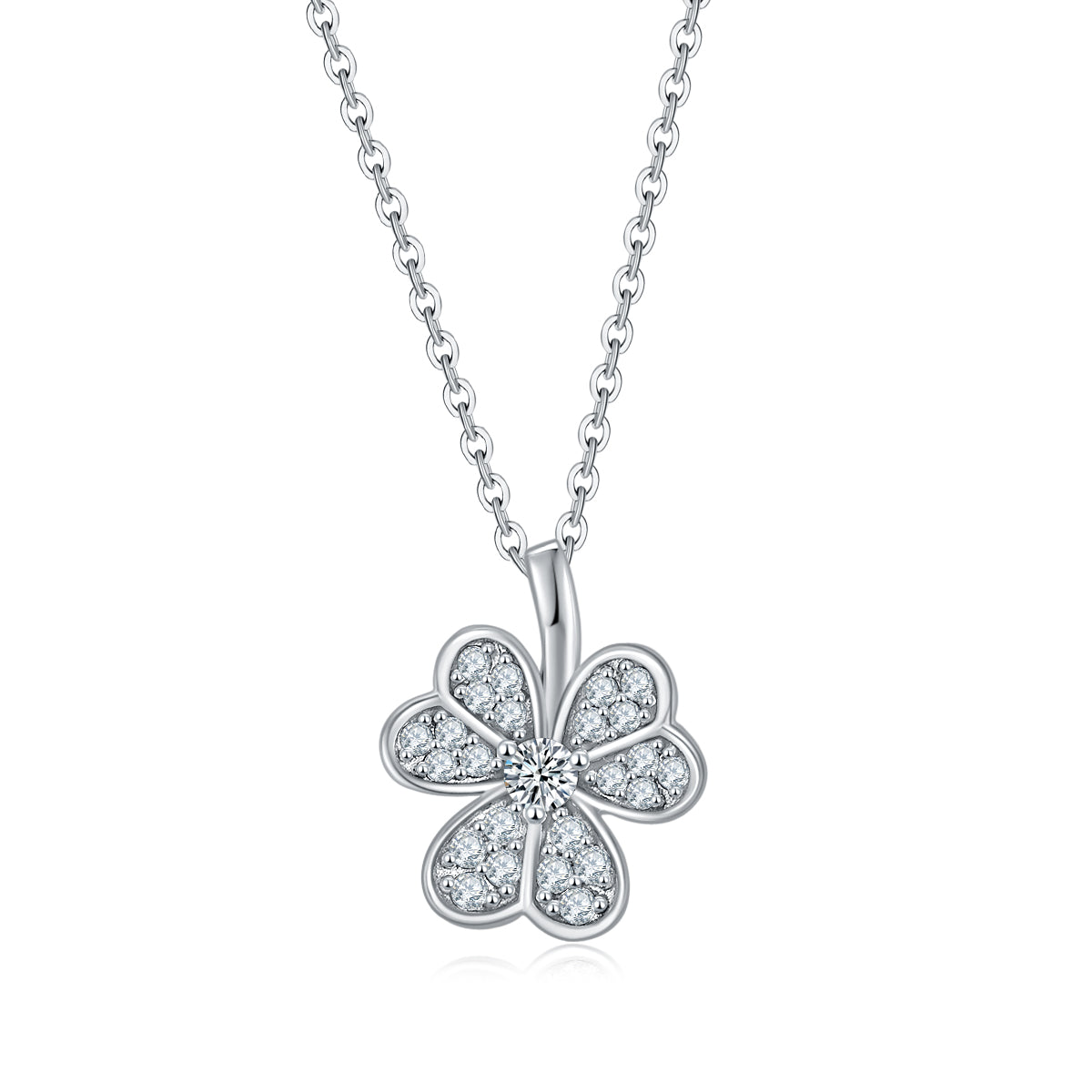 S925 Collier en mousse de mousse d'argent Sterling 43cm Pave Petales D Couleur VVS1 GRA Certifie