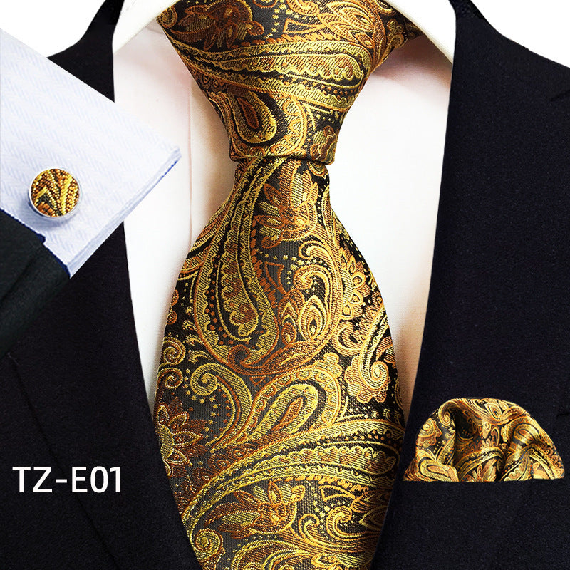 Paisley Tie Square Scarf Pocket Square Cufflinks Ensemble de trois pièces