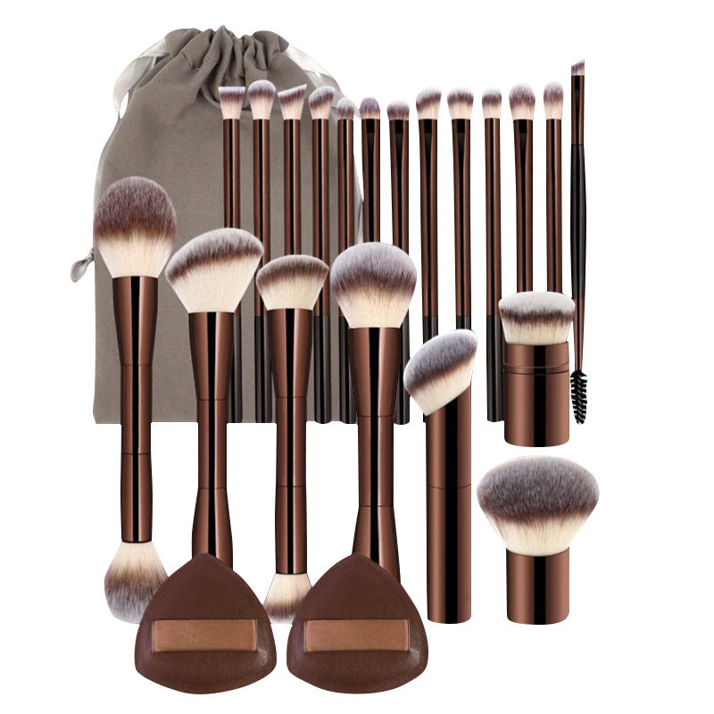 Brosse de maquillage en aluminium brun