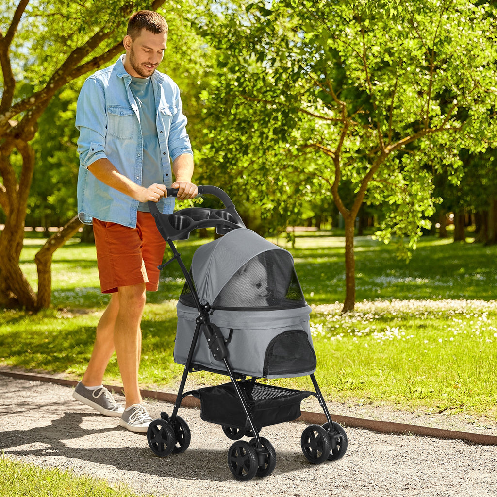 PawHut Pram Dog Poussette pliable pour chien poussette avec 4 roues