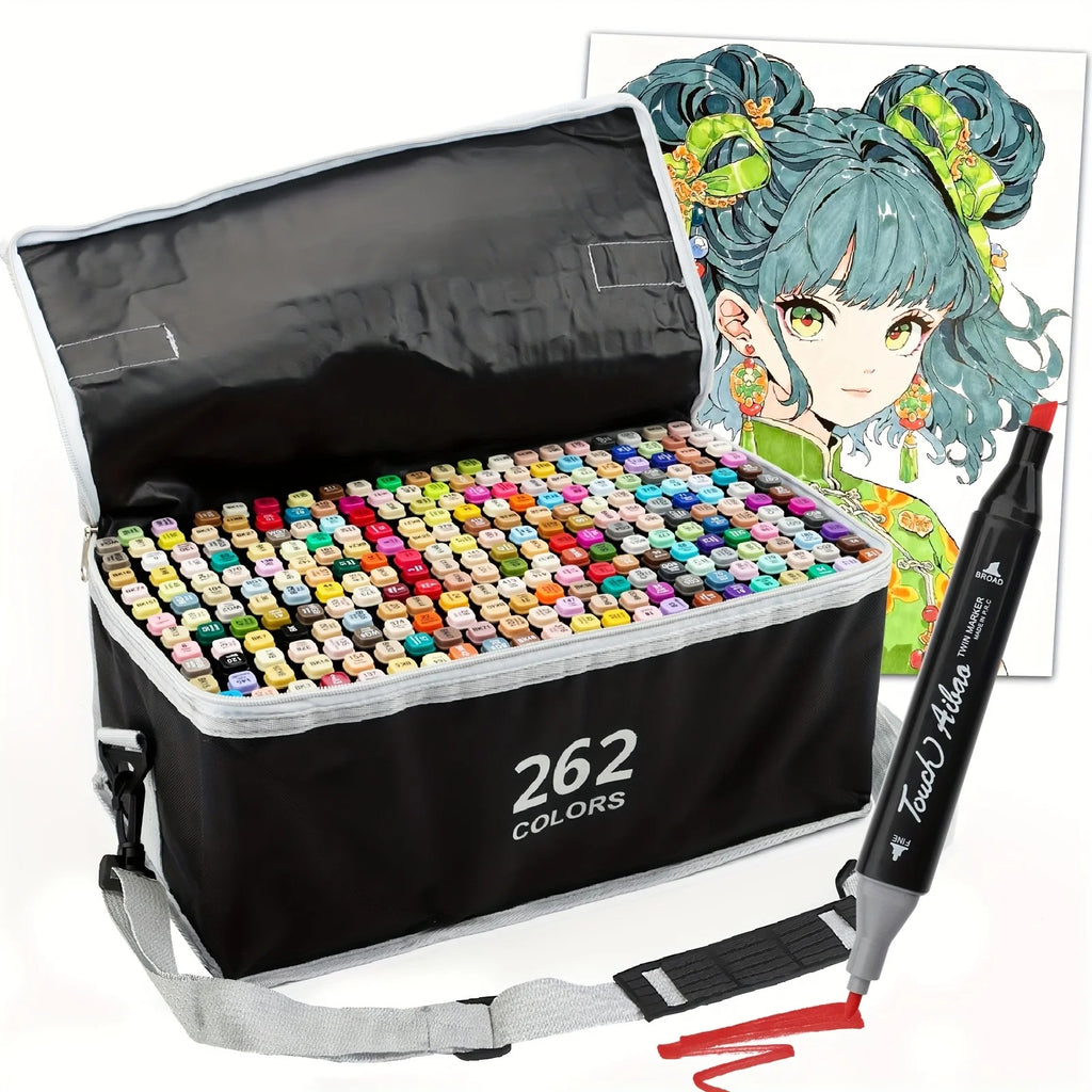 262 Couleur double-tip Marqueur Set Quick-Dry Marqueurs de croquis pour la peinture de dessin professionnel