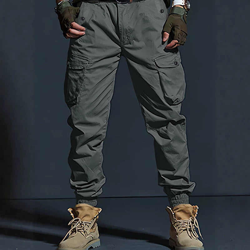 Pantalons de travail multi-poches pour hommes Slim-fit