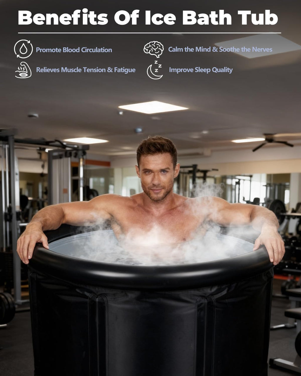 105 Gallon Ice Cold Plunge Tub with Cover for Indoor Outdoor Recovery