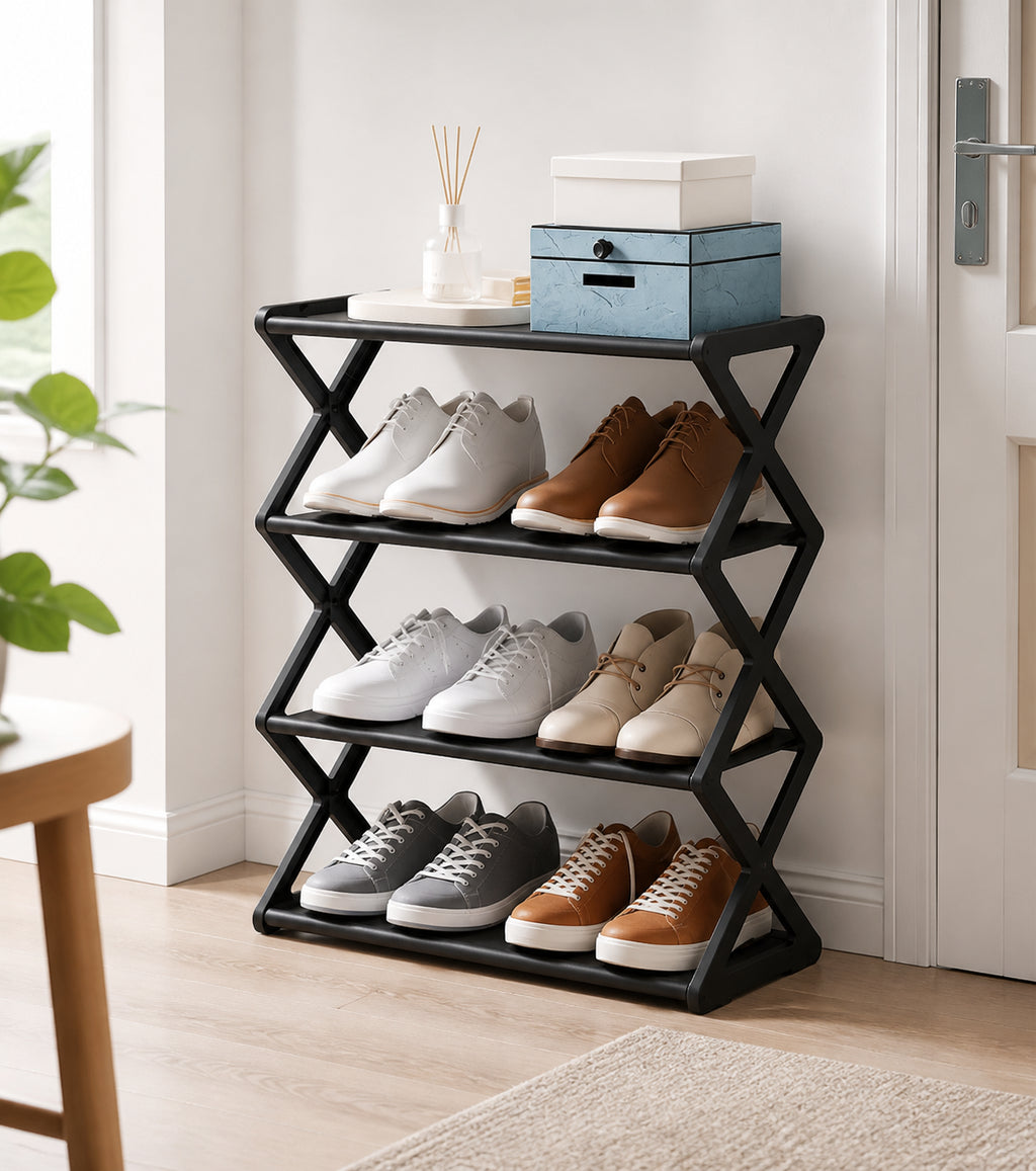 Raquette à quatre rangées de chaussures Narrow - Organisateur de chaussures simple pour la maison