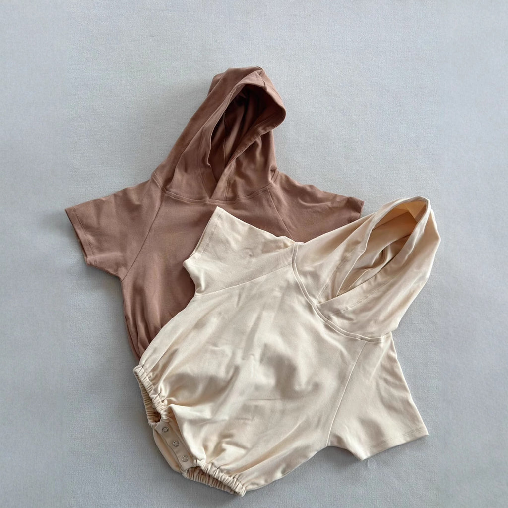 Romper de coton à capuche couleur Candy
