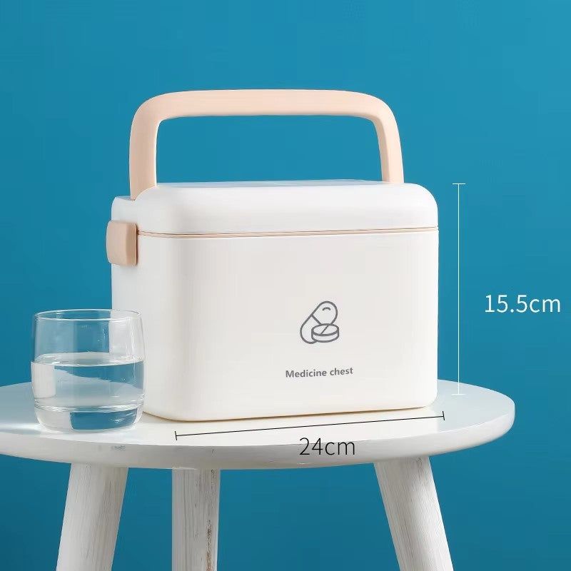 Boîte de médecine domestique grand blanc + rose-1 pièce