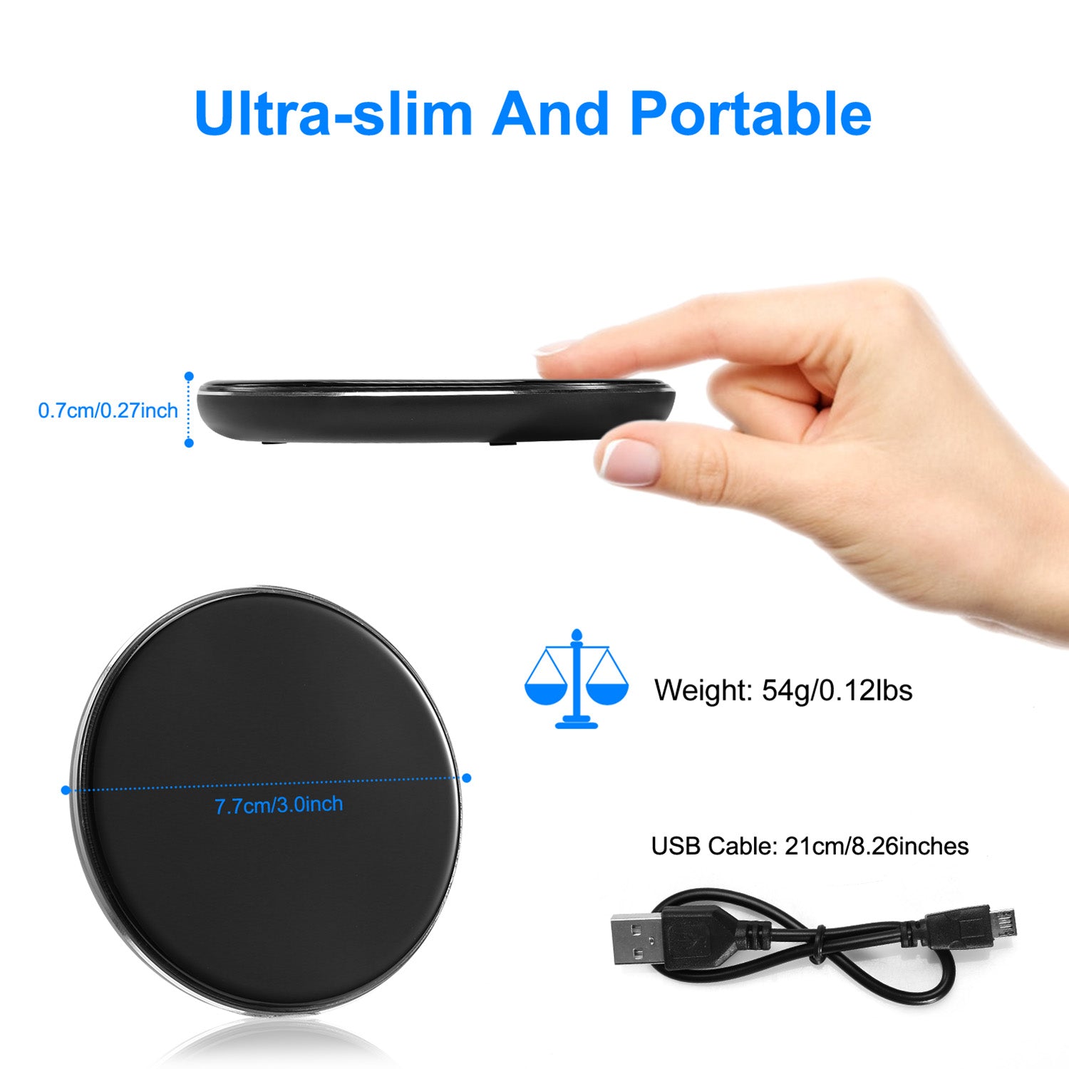 1Pc Chargeur sans fil Qi-Certifié Ultra-Slim 5W tampon de recharge pour téléphone IOS XS MAX XR XS X