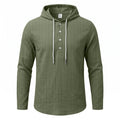 Chemise à manches longues à capuche à rayures verticales pour hommes occasionnels