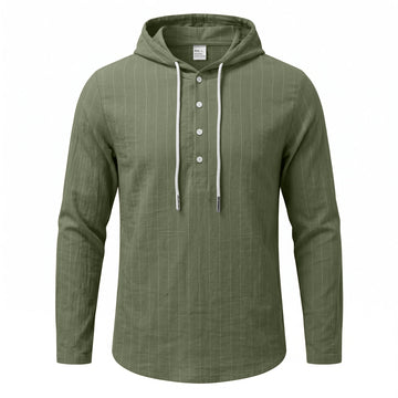 Chemise à manches longues à capuche à rayures verticales pour hommes occasionnels
