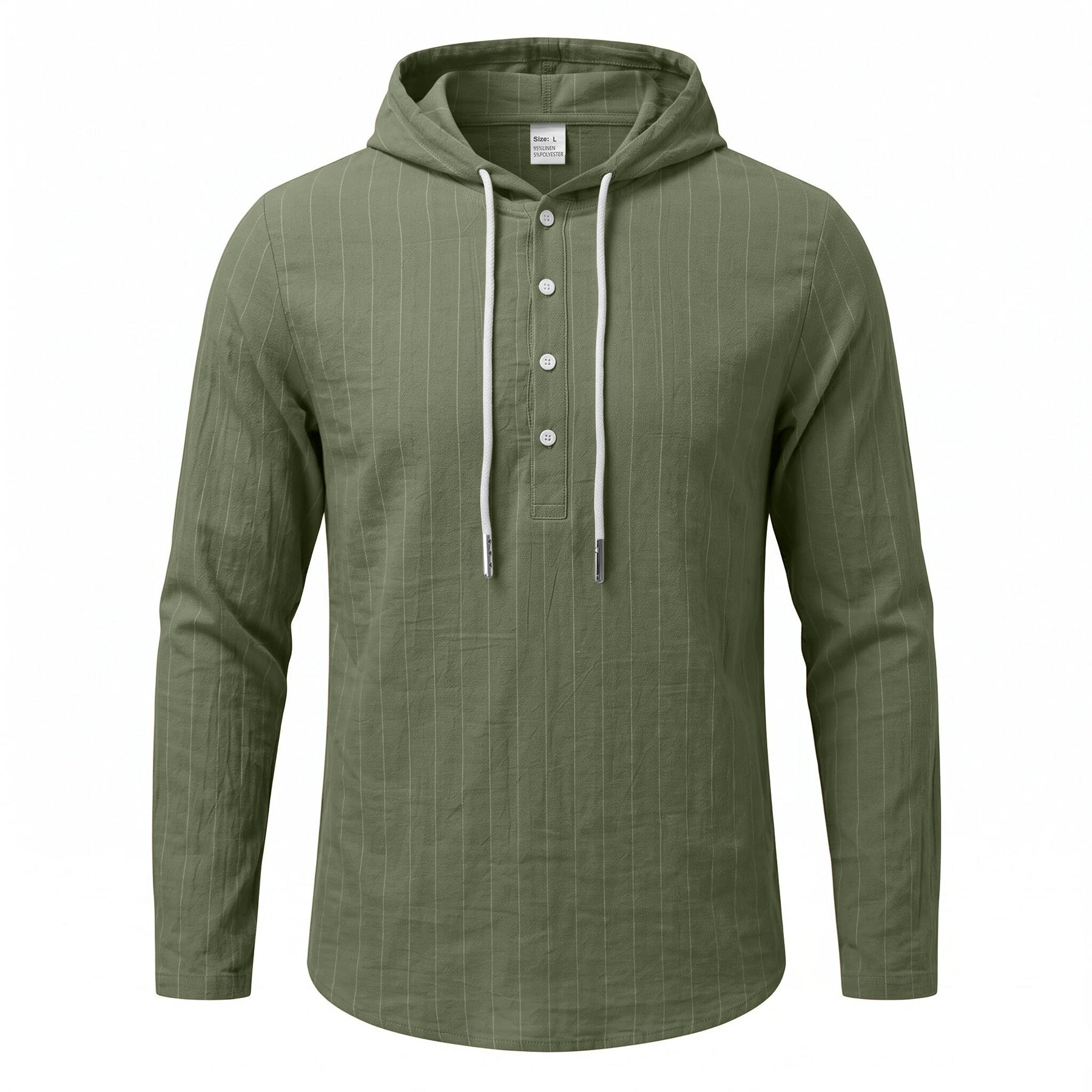 Chemise à manches longues à capuche à rayures verticales pour hommes occasionnels